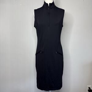 IBKÜL Black Sleeveless Zip Mock Neck Athletic Dress Women’s Small UPF 50+